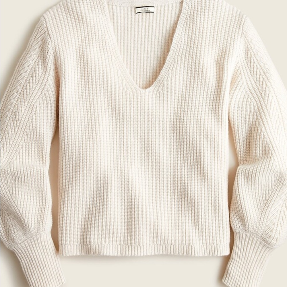 J. Crew NWT Cashmere balloon-sleeve V-neck sweater BD147